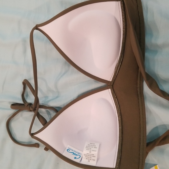NWT CALIFORNIA WAVES Army green tribal bikini top | Medium | - Picture 7 of 7